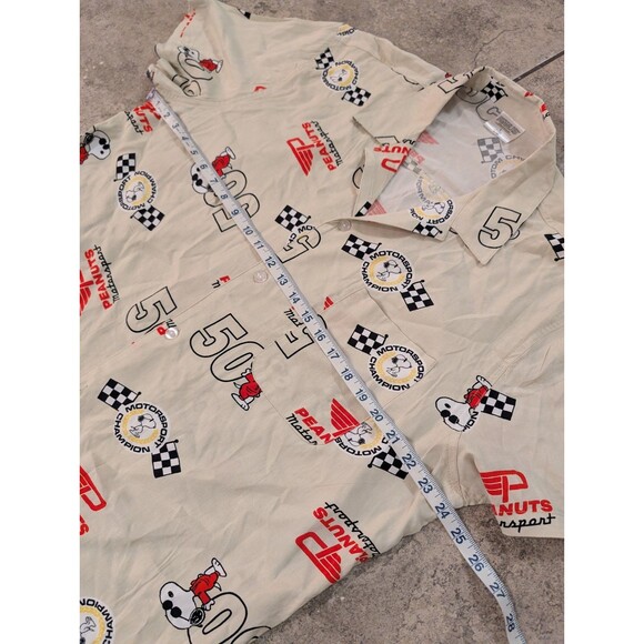 Peanuts Snoopy Motorsport Champion Shirt L 50th Anniversary Racing Button Up - Picture 3 of 13
